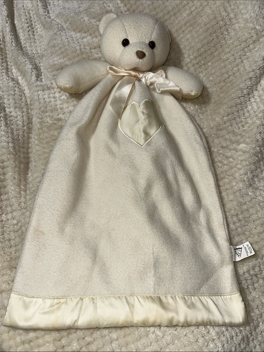 Vintage HTF Dakin Cream Plush Bear Security Lovey Blanket for Kids